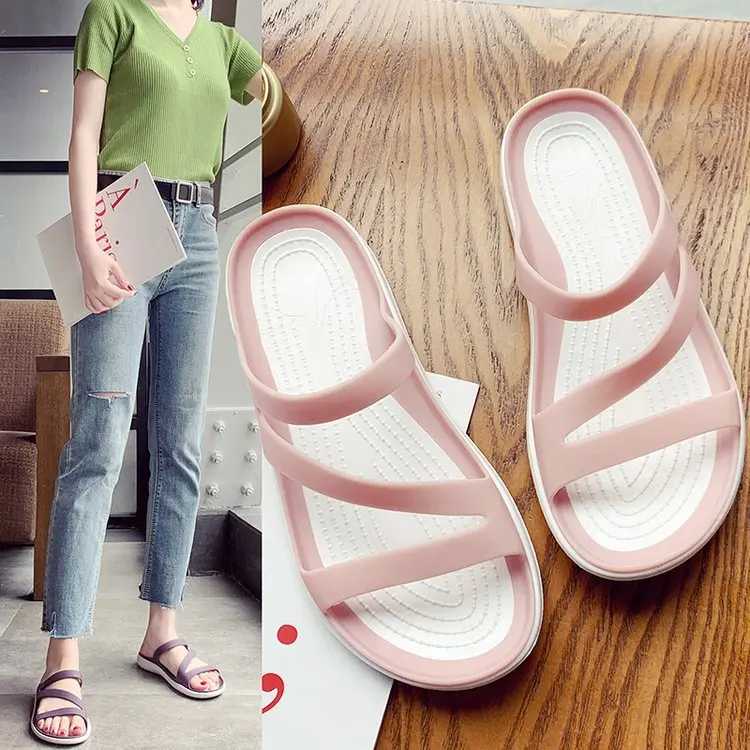 Ladies Casual Slippers Hollow Flat Simple Style Slippers Plastic women slippers sandals flats