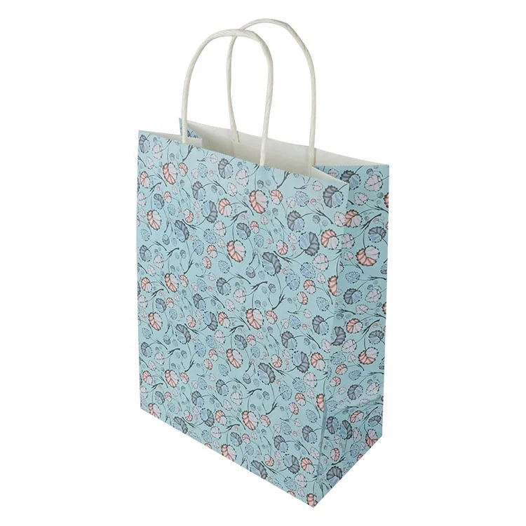 Paper Folding Grocery Shopping Bag with Flower Printing