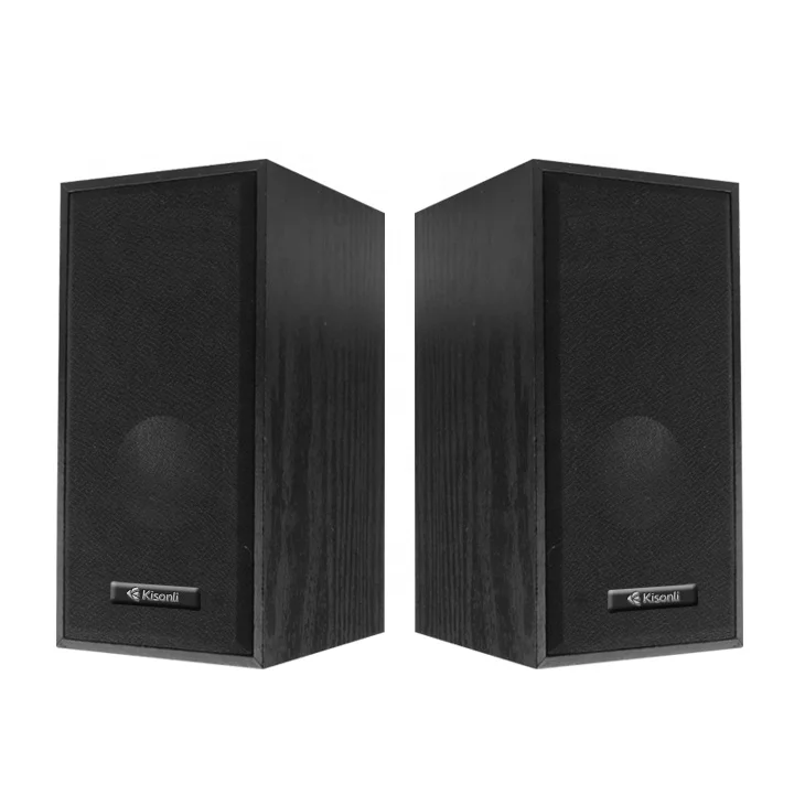 Best sound quality 2.0 wooden desktop speaker Mini Table PC Speaker OEM LOGO