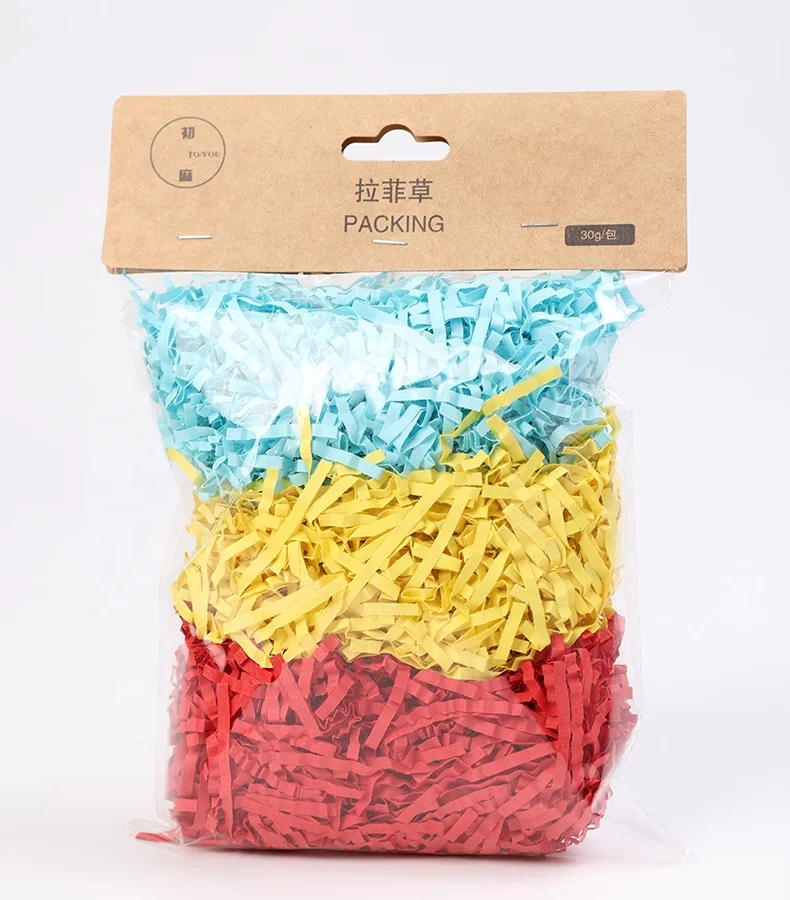 
China Suppliers Custom Color Decorative Raffia Shredded Paper for Candy Boxes Filler 