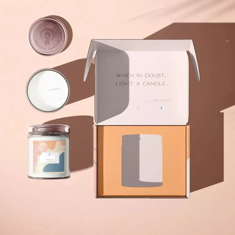 Custom Kraft Paper Handmade Soy Wax Luxury Candle Glass Jar Box Tube Packaging For Gift