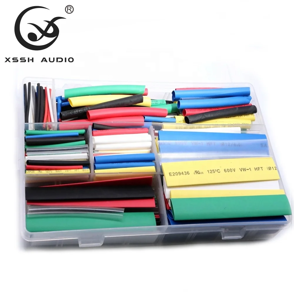 PVC Tubes YIVO XSSH Audio A Box 385pcs Polyolefin Shrinking Assorted Insulation Printer Heat Shrink Tubing for Audio Wire Lines