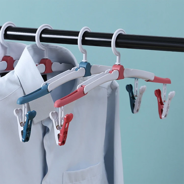 Travel Hanging Wet clothes Organizer Portable Mini Drying Compact Plastic Folding Hangers with Clips