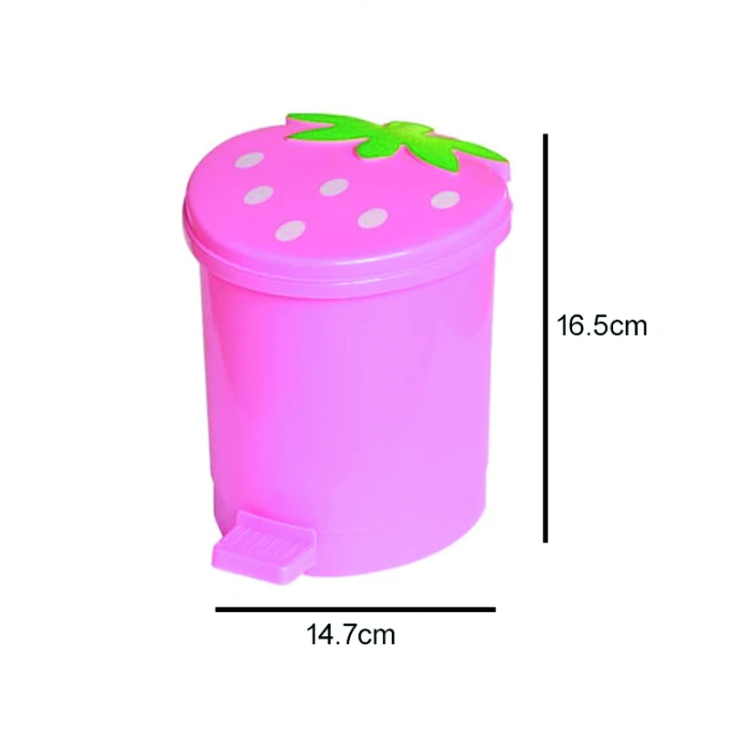 Pedal Garbage Bin Tabletop Mini Cute Fruit Shape Dustbin Desktop Trash Can Small Plastic Desktop Waste Bin