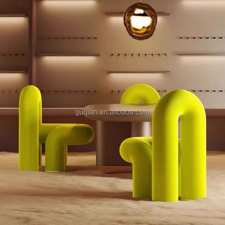 Light Luxury Curved fibreglass water pipe Leisure Chair Personality Dining Chair Makeup Chair Furniture