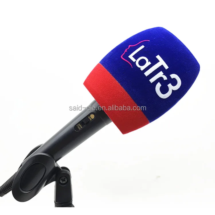 Europe FM radio studio channel mic sponge foam mic flags Windshield shapes cutflock finish printing