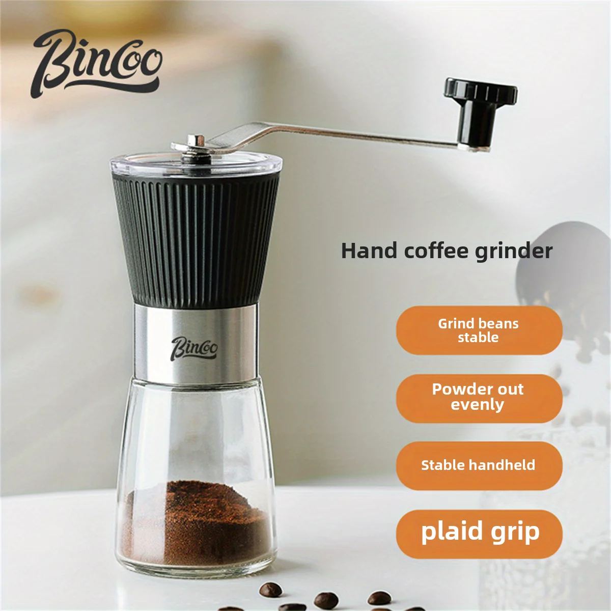 New Listing Glass Stainless Steel Portable Adjustment Mini Manual Coffee Grinder Sustainable Large Capacity Mill