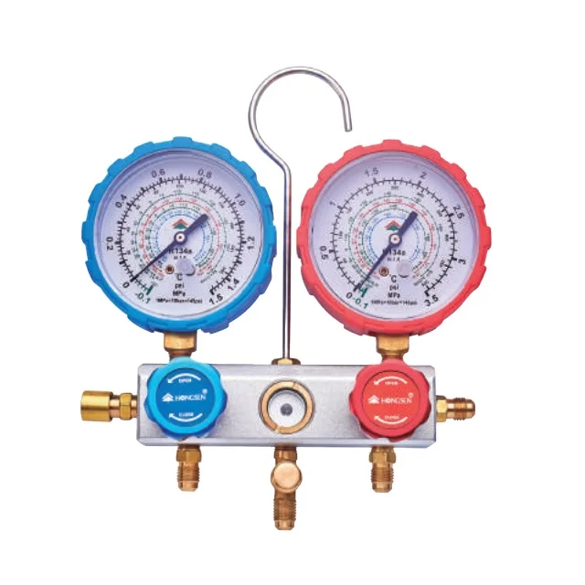 Hongsen HS-404G hot sale Manifold pressure gauge set for refrigeration pressure indicator