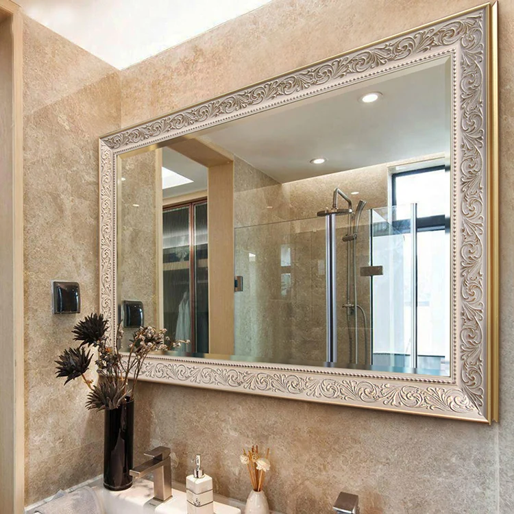 Customized  Ps Material Framed Anti-Explosion Bathroom Wall Mirrors Home Decor Modern Bath Mirrors