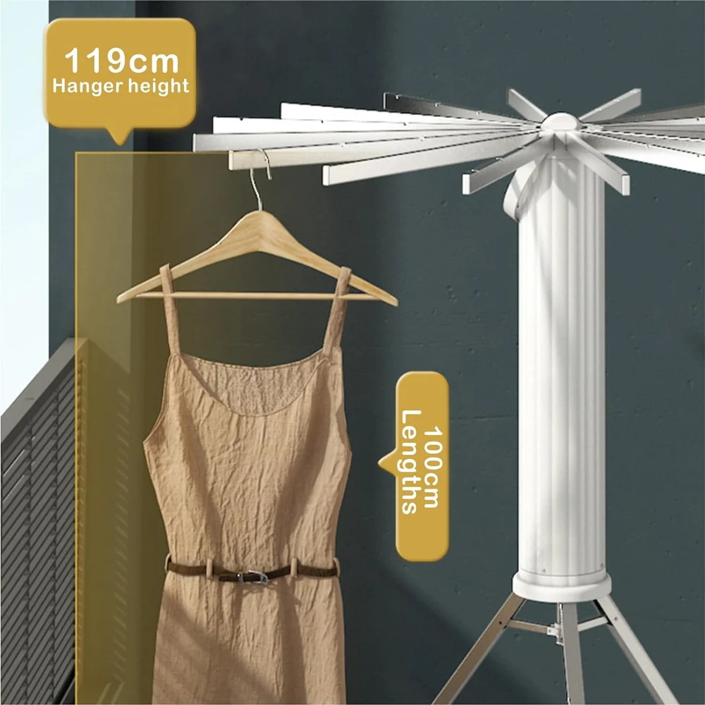 2023 Retractable Folding Wooden Laundry Hanger Dryer Tripod Clothes Drying Rack For Home