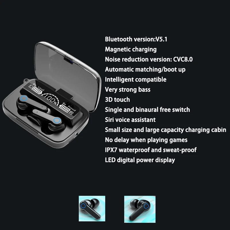 Noise cancelling earphones built-in mic headset touch control  best true wireless earbuds headphones