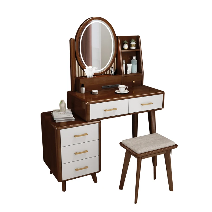 2022 New Arrival Solid Wood Bedroom  Dresser Mirror Dressing Table with Lights