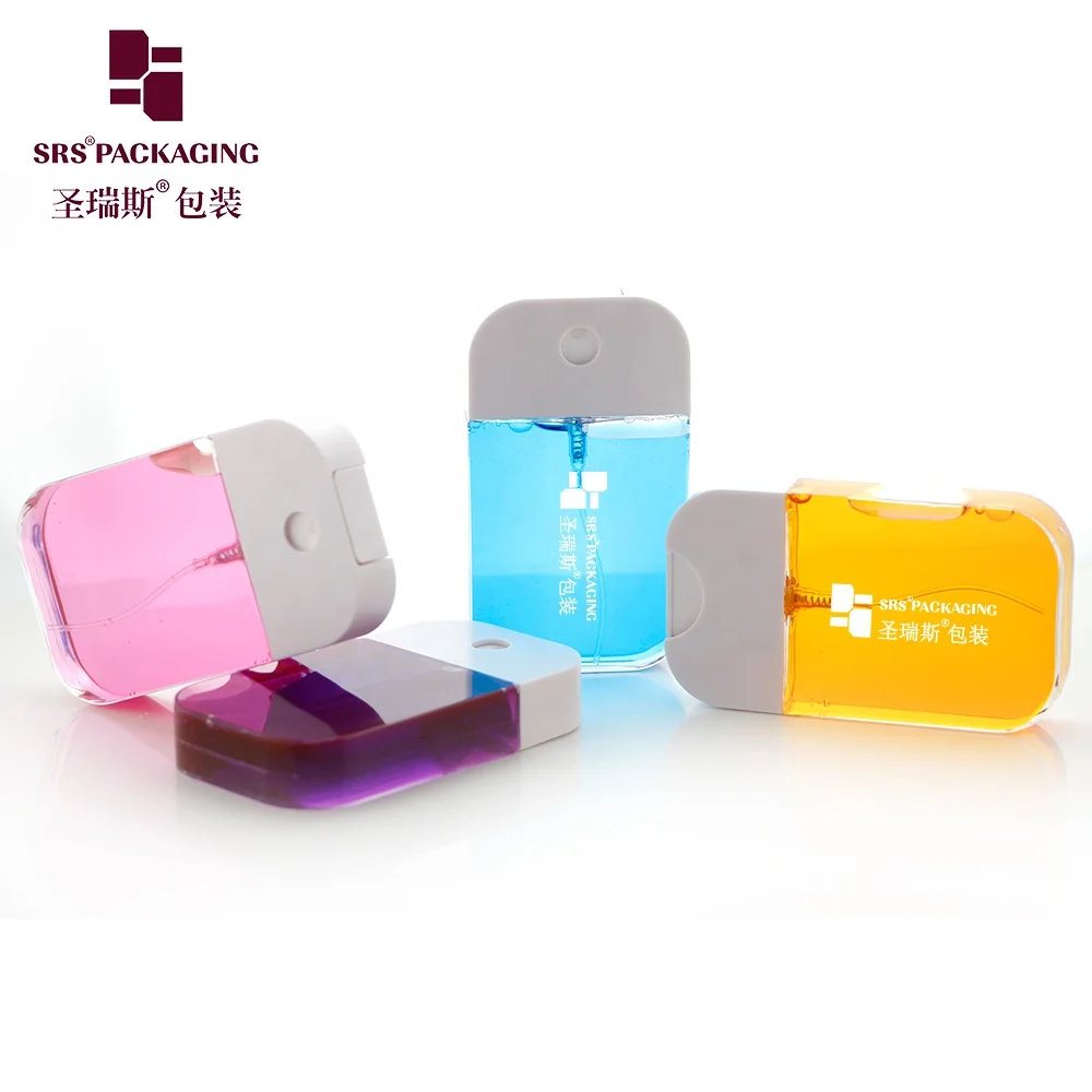 Wholesale Pocket Size Transparent PETG Plastic Perfume Packaging Square Phone Mist Spray Bottle 50ml