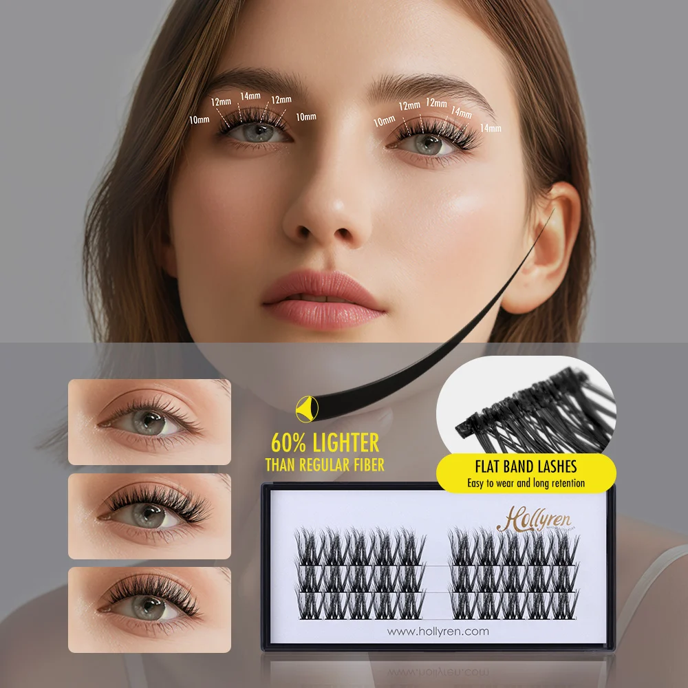 Custom Logo Eyelashes 60% Lighter Eyelash Clusters Private Label Diy Lash Extension Kit Beauty Products For Women