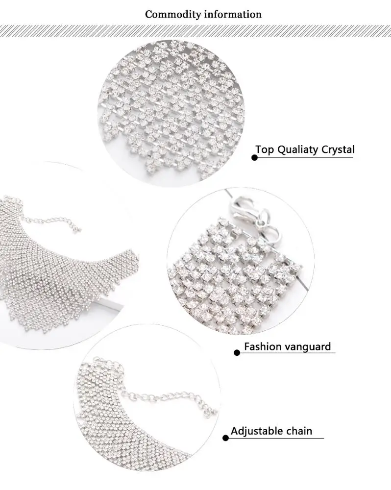 Rhinestone Choker Luxury Statement Wedding Big Tassel Necklace For Women Flower Collier 2019 Fashion Jewellery