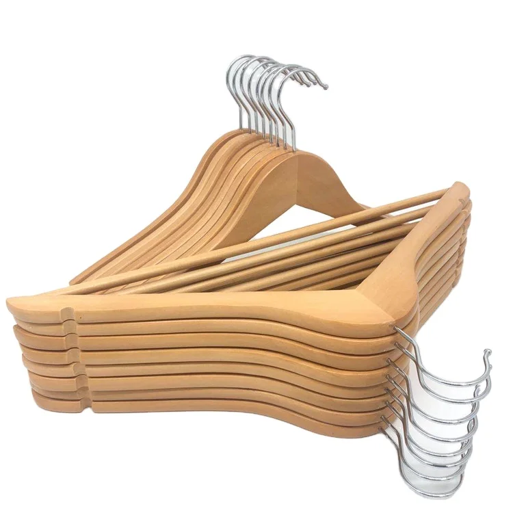 
Factory price custom logo wholesale modern cheap for suit clothes pants wooden hangers non slip 100pcs 