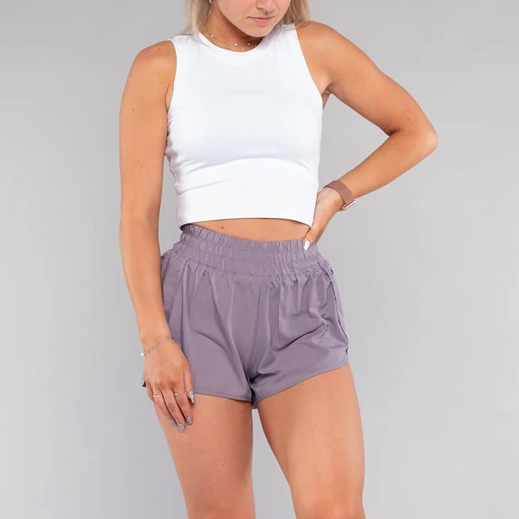Women Zip Pocket Gym Activewear Tank Tops Shorts Sets High Waist Fitness