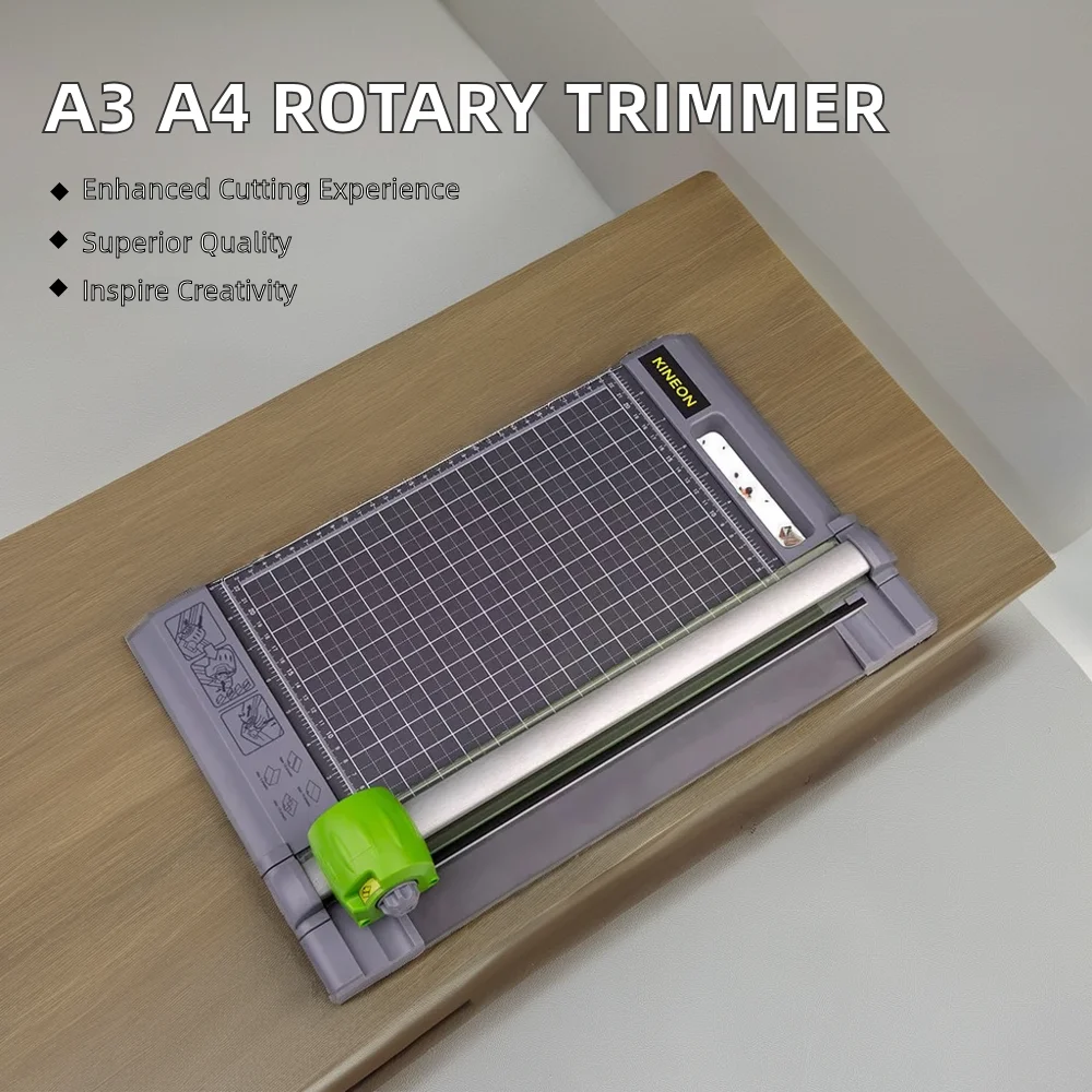 Precision A3 A4 Rotary Paper Trimmer Manual Photo Cutter with Pull-out Ruler for Photo Paper Labels Cutting