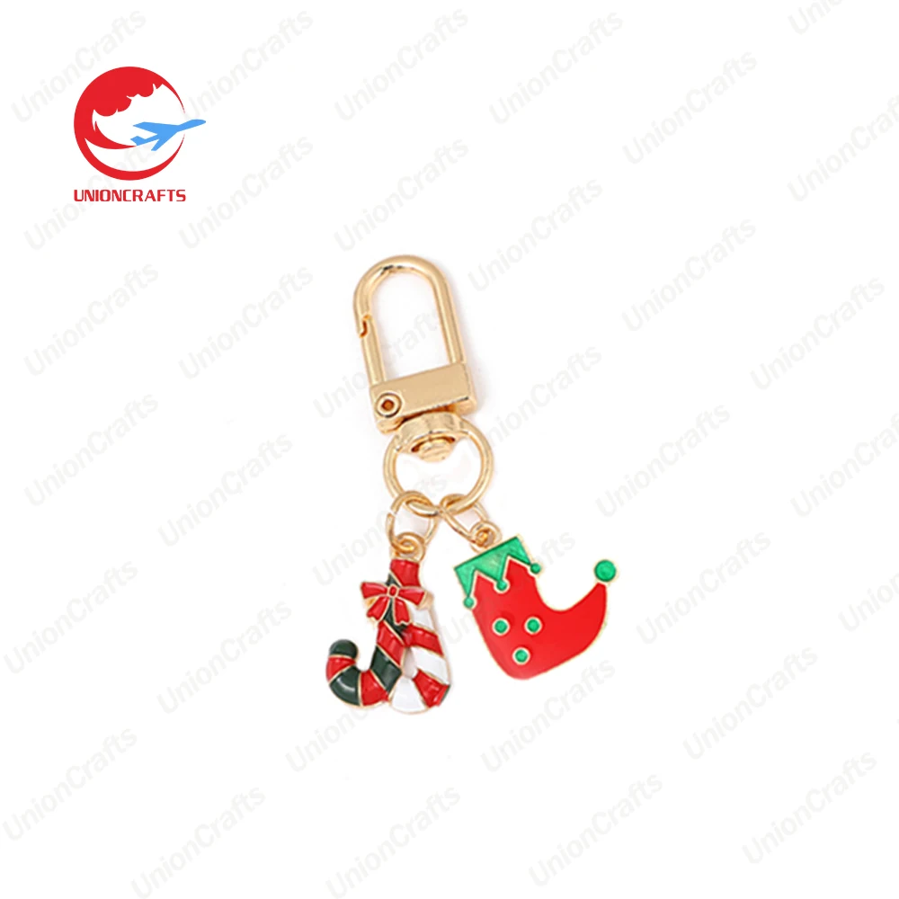 Customized cartoon cute halloween christmas party gifts tree pendant santa claus key ring accessories metal christmas keychain