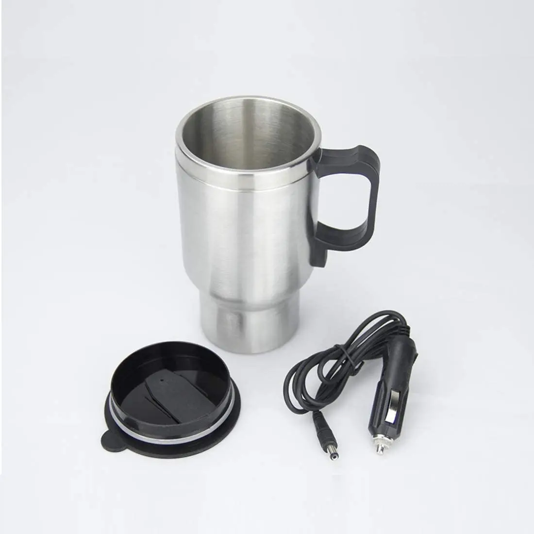 12V Car Heating Cup Car Heated Mug, 450ml Stainless Steel Travel Electric Coffee Cup Insulated Heated Thermos Mug