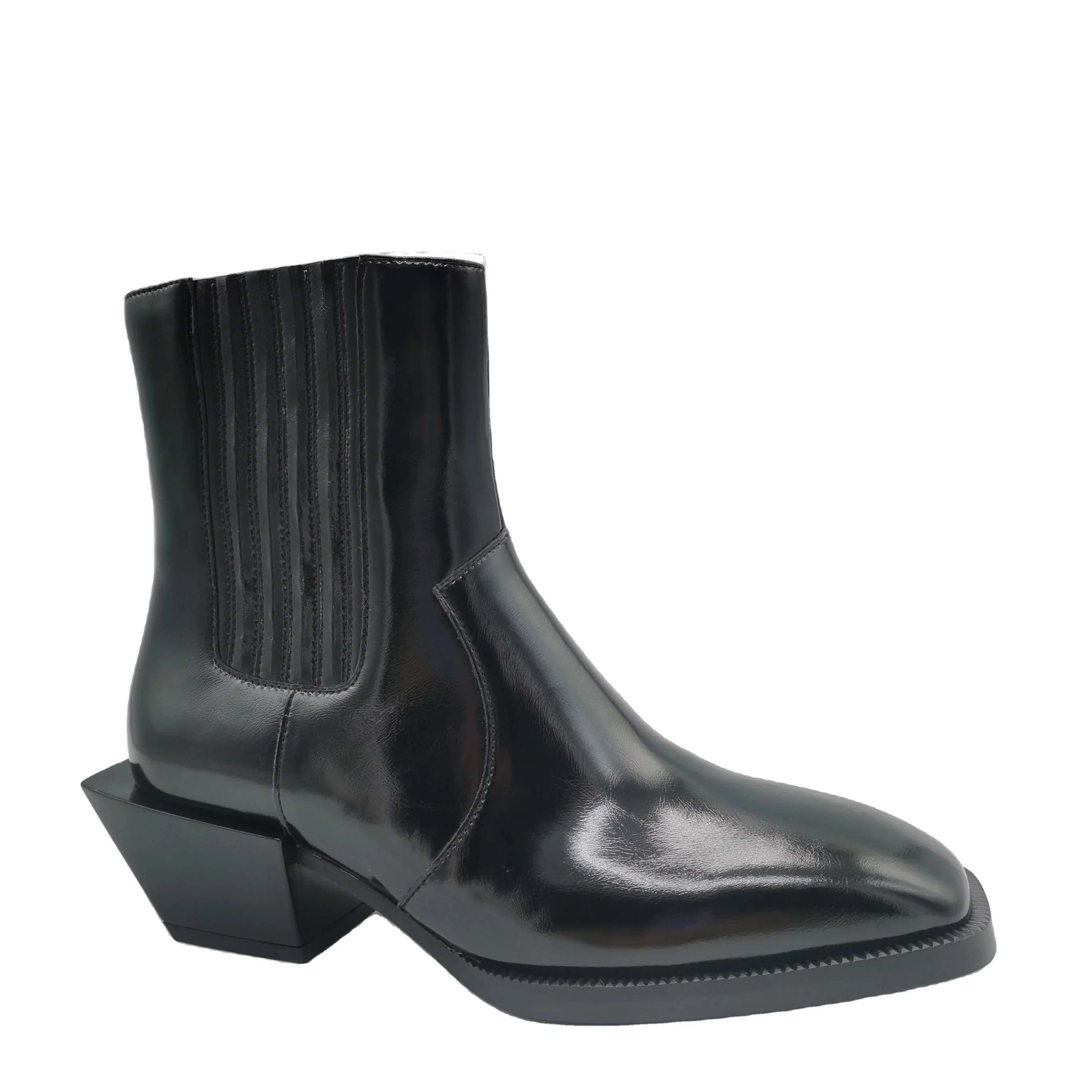 Chelsea Style Insulated Block Heel Ankle Boots Ladies Patent Leather Design Breathable Winter-Proof Fashion designer shoes women