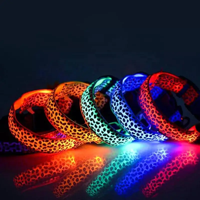 Led Lights Dog Pets Collars Adjustable Polyester Glow In Night Pet Dog Cat Puppy Safe Luminous Flashing Necklace