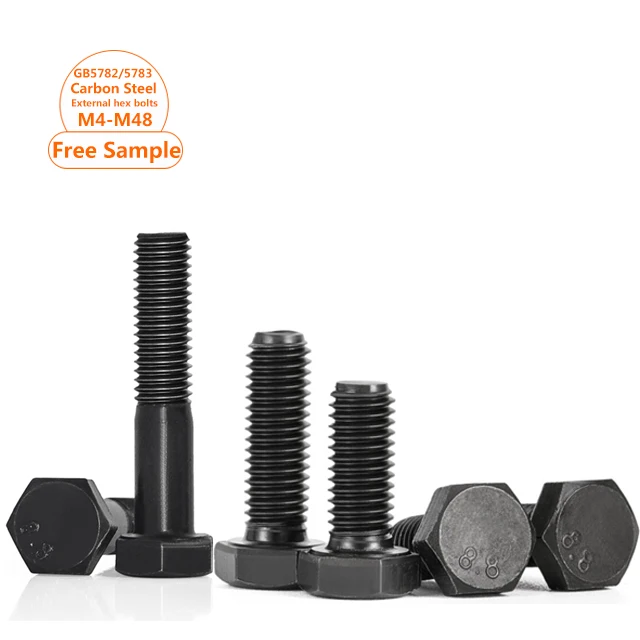 8.8 Grade GB5782 GB5783 Din931 Din933 Black Steel Hex Bolts High Strength Carbon Steel Full Half Thread Outer Hex Bolts M4-M48