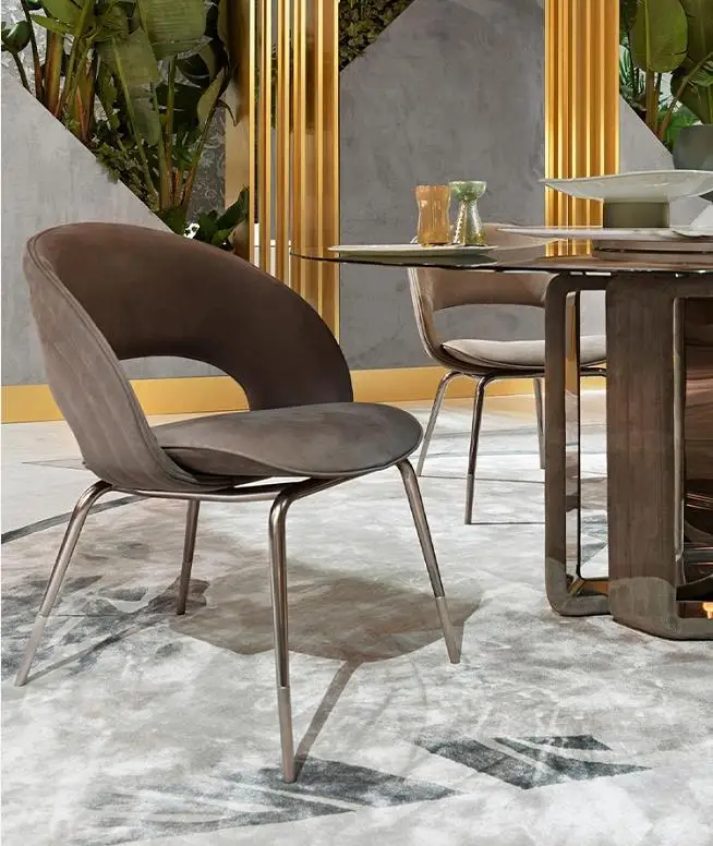 dinner New arrival Italian minimalist gold stainless steel velvet dining chair for hotel lobby home use dining room furniture