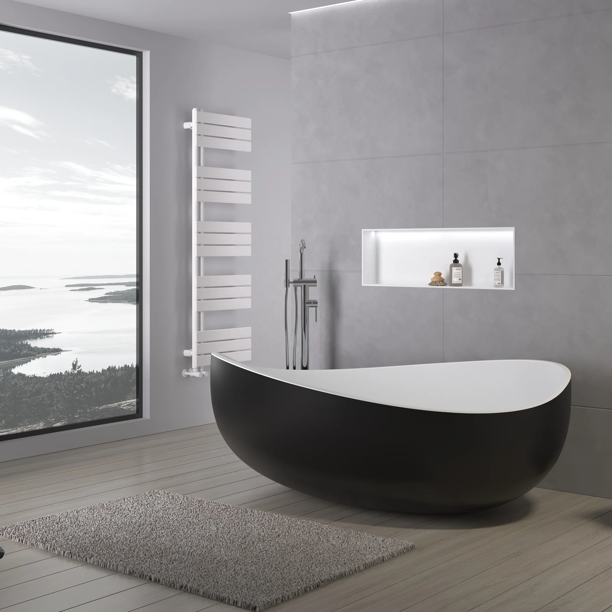 Luxury Bathroom Freestanding Faux Artificial White Stone Acrylic Resin Solid Surface Bath Tub Bathtub