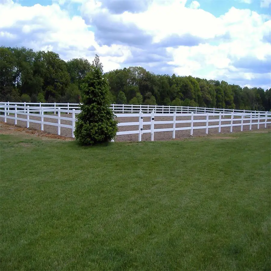 Showtech cheap black vinyl 3 rail pvc horse fence