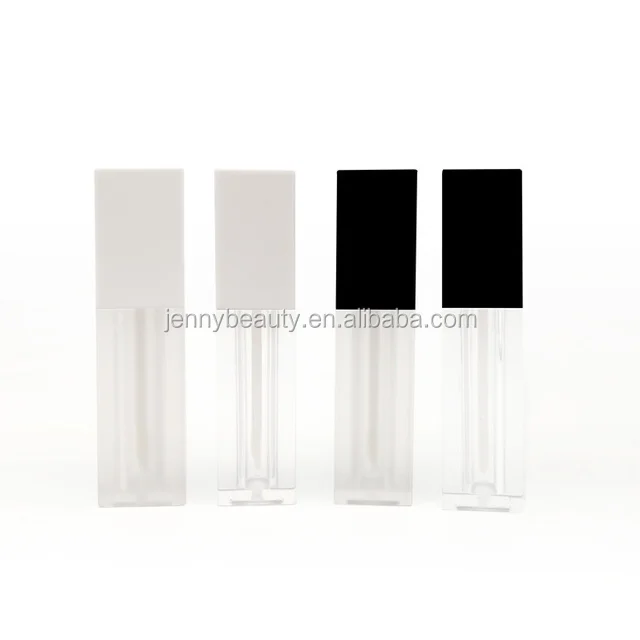 
Wholesale 5ml clear frosted plastic square shape custom empty lipgloss tube lip gloss container 