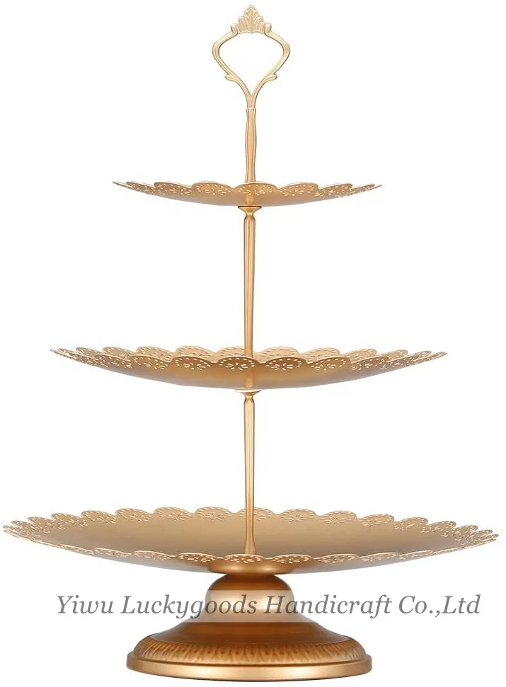 DGJ210624-4 Set of 6 Pieces Metal Cake Stands Gold Cupcake Stands Candy Display Plate Serving Tower for Wedding Party Decoration