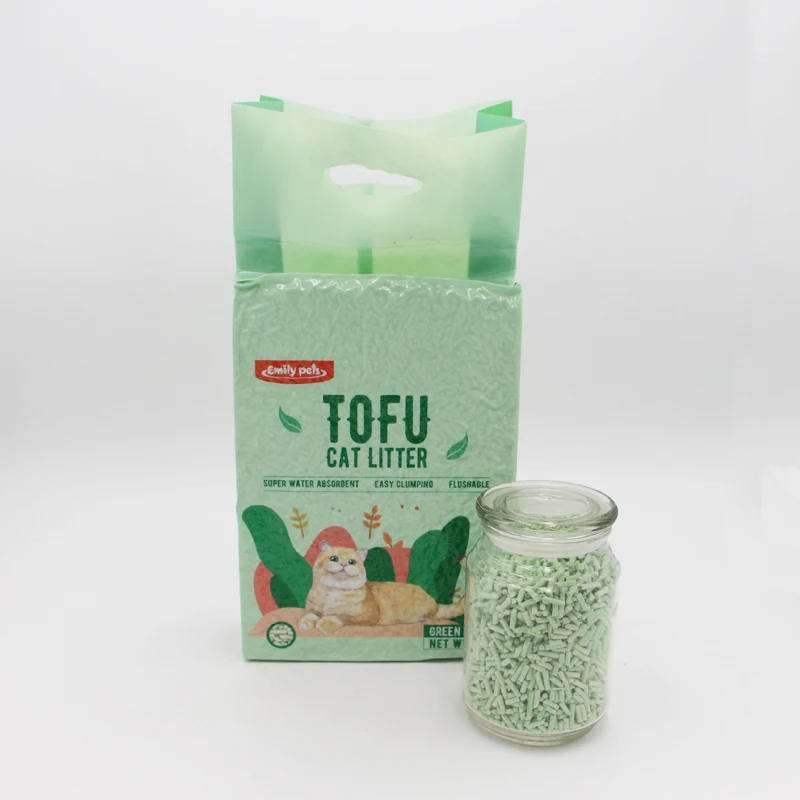 Hot Sale Custom Pet Supplies Equipment Pure Plant Fragrant Green Tea  Charcoal Flavor Tofu Cat Litter
