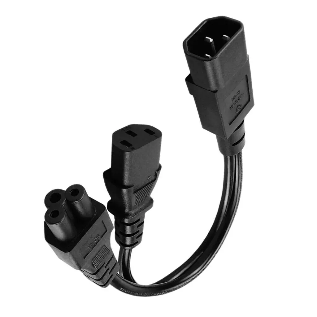 IEC 320 C14 Male Plug to 2x C13+C5 Female Plug Y Split Power Splitter Cord Cable