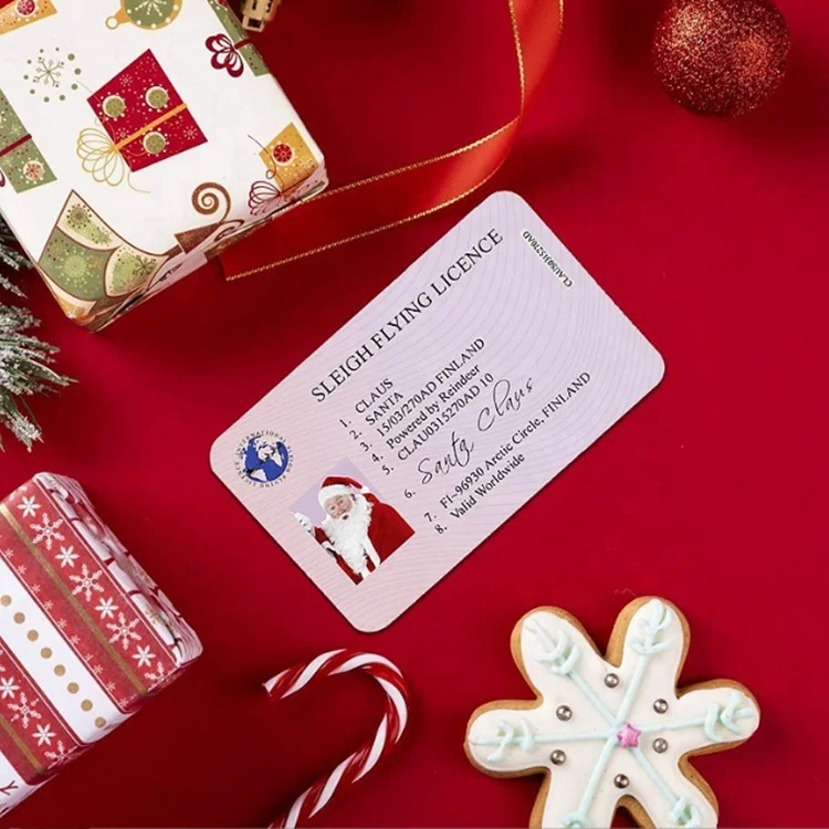 yuwei Santa Driver License Sleigh Flight Licence Santa ID Card Christmas Eve Party Supplies Christmas Eve Driving Licence