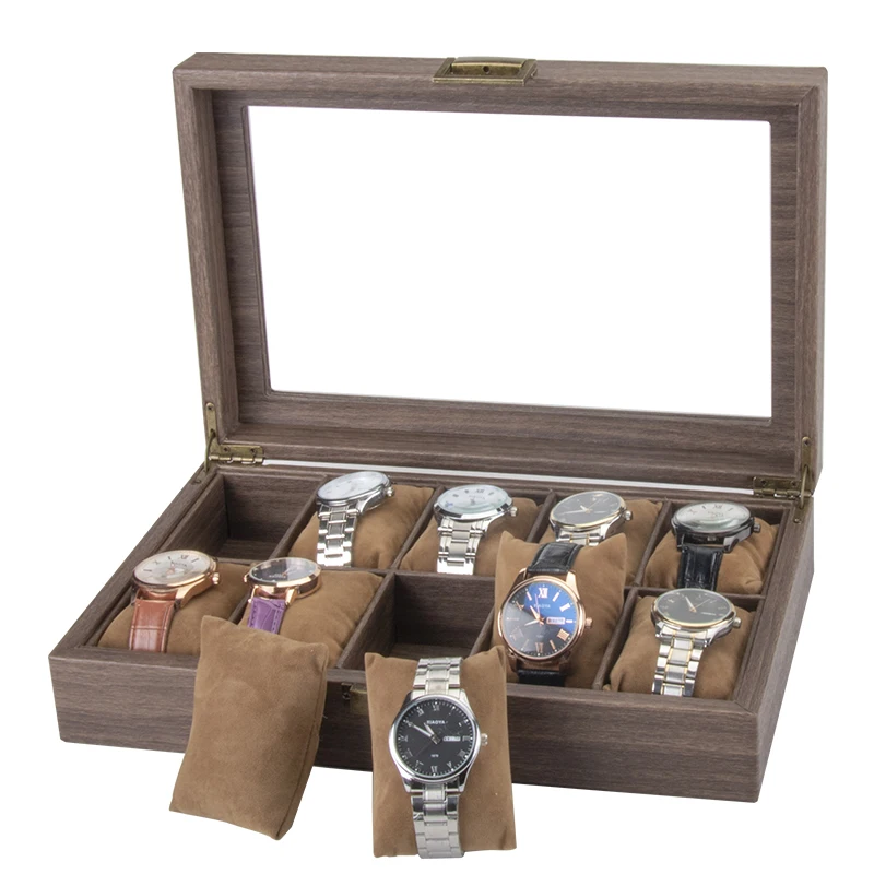 Wholesale Retro Version Leather 10 Watch Storage Display Box 10 Pcs Pu Leather Watches Storage Hold Case Collection Box