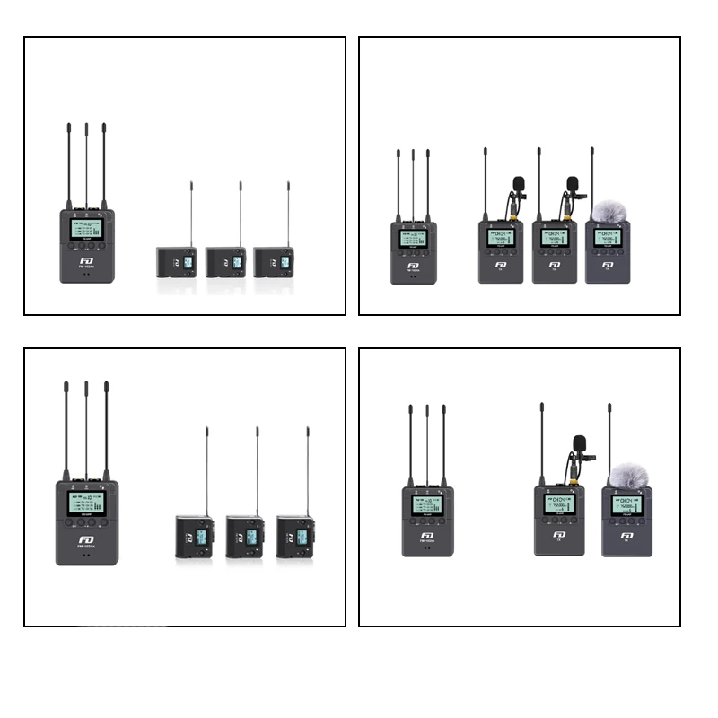 UHF Audio Mic Set Wireless Lavalier Microphone System with 1 Receiver, 2 Transmitters, 2 Lapel Microphones Compatible with DSLR