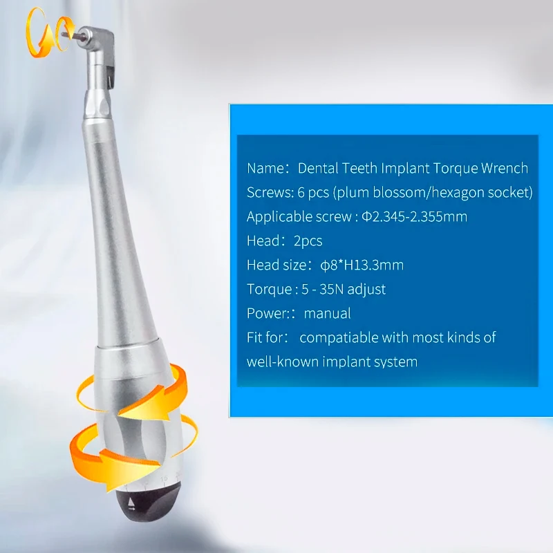 JOSOI Dental Universal Implant Torque With 16PCS ScrewDrivers Wrench Latch Head Handpiece 7 Torque Levels Dentistry Repair Tool