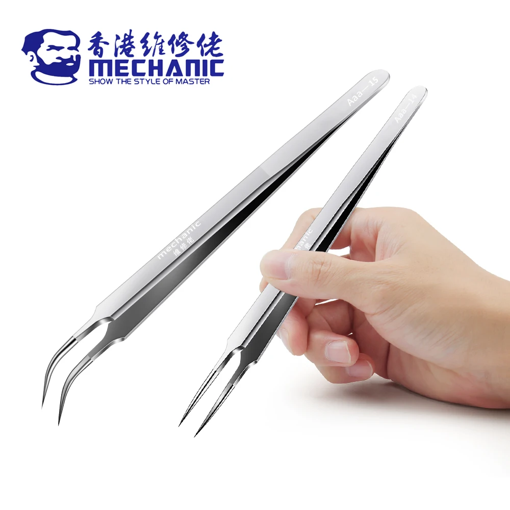 MECHANIC A-14 Stainless Steel Ultra Fine High Hardness Tenacity Durable Tweezers For SMD PCB BGA Motherboard Micro Repair Tool