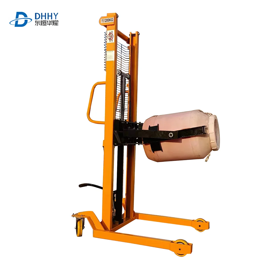 2023 Hot Sale Multi-Functional Oil Drum Handing Truck Manual Flipping And Pouring Forklift Stacker Hand Manual Forklift Prices