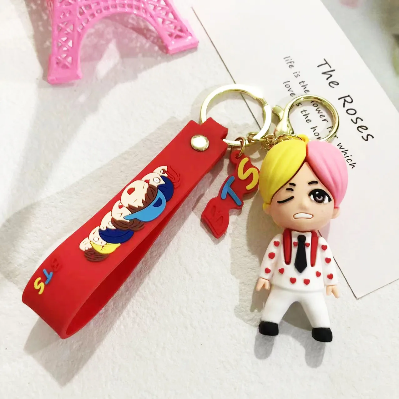 3D PVC kawaii cute cartoon car character keyring keychains ring Youth League bts keychain
