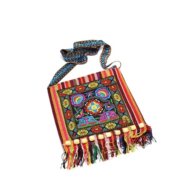 Huahao  She Ethnic Group Ethnic Shoulder Hippie Tassel Vintage Tote Messenger Embroidery Boho Bag