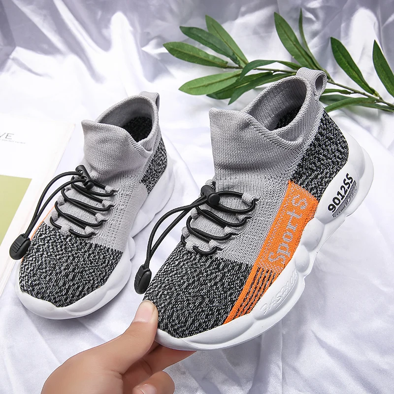 high quality children knitted sport boutique fly knitting boy girl sock factory wholesale smart kids shoes