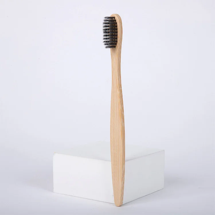 Laser LOGO Biodegradable Eco-Friendly Natural Bamboo Charcoal Toothbrushes Soft Bristle Travel Wooden Manual Toothbrush