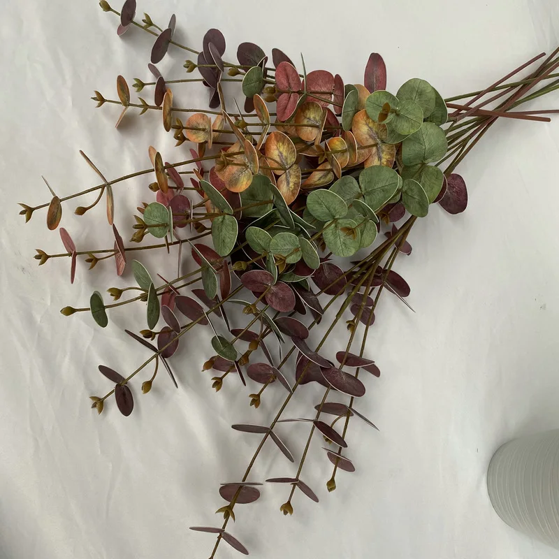 Artificial Money Leaf Plant Single Stem Round Artificial Eucalyptus Money Leaves 3D Plants Greenery Money Leaf Bunch