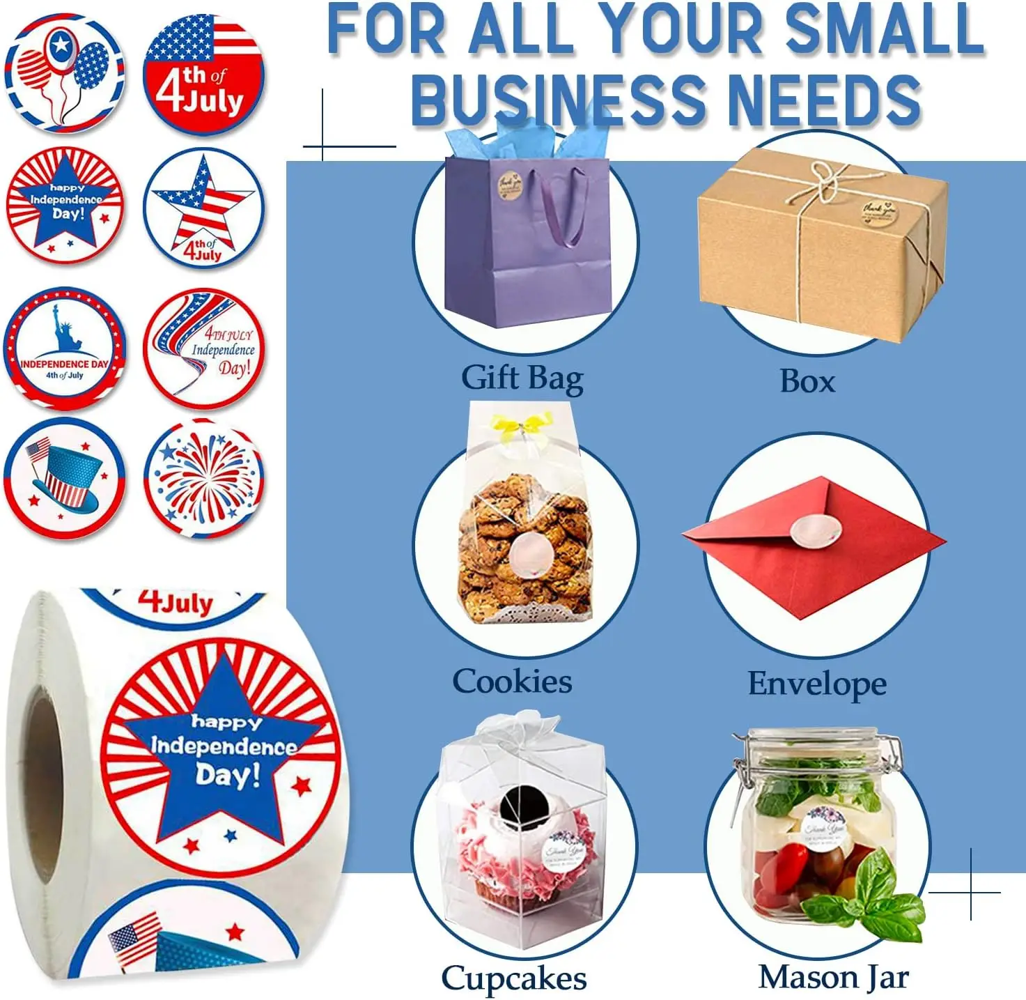 Independence Day Label Stickers Roll 4th of July Envelope Seals Stickers Patriotic Party