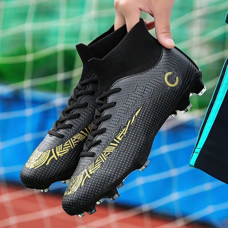 China Factory Cheap Most Popular Design Breather Cleats Professional High Ankle Knitting Football Shoes Soccer Boots