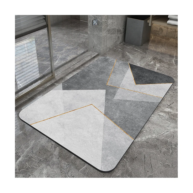 China Factory Luxury Custom Absorbent Foldable Eco Friendly Quick Drying Bathtub Foot Rugs Bathroom Diatomite Mat