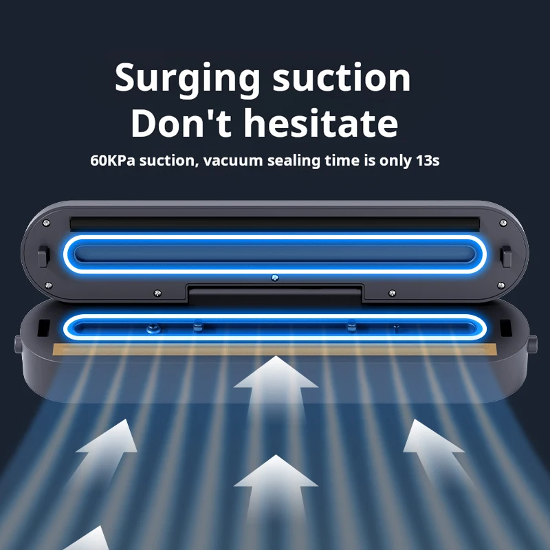 28cm Electric Outdoor Vacuum Sealer Large Sized Simple Interface 60 kPa Suction 2 Modes Extended 28cm Seal Made of Plastic