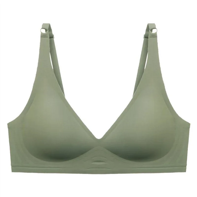 Dropshipping Girls Fashion Simple Soild Color Push Up Wireless T-shirt Bra Comfort Women Seamless Bra